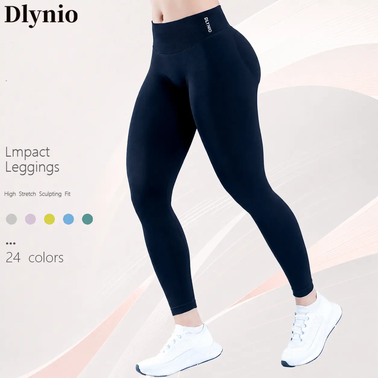 DLYNIO Women's Seamless Nylon-Elastane High-Support Full-Length Workout Leggings, Gym Sports Fitness Bottoms