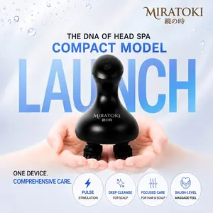 MIRATOKI CocoWave 4-in-1 Face & Scalp Massager, Microcurrent Technology, Red LED Light Therapy, Electric Head Spa Device for Facial Massage, Scalp Care, Neck & Body Relaxation