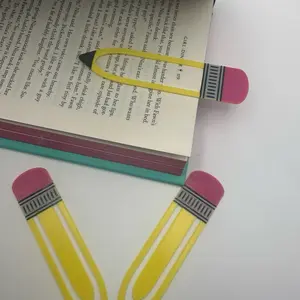 Pencil Bookmark Clip Cute Back-to-School Page Marker for Book Lovers Teacher Gift Bookmark Yellow & Pink Design