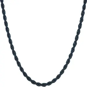 LIFETIME JEWELRY 3mm Rope Chain for Men & Women Diamond Cut Necklaces for Women & Men Necklace 14 to 36 Inch Black | Gunmetal | Stainless Steel (14 inches, Black)