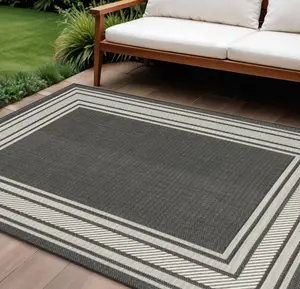 212 MAIN 6 x 9 ft. Black Modern Geometric Rectangle Area Rug, High-Low Pile, Indoor/Outdoor, Polypropylene Mix, Patio/Poolside Use