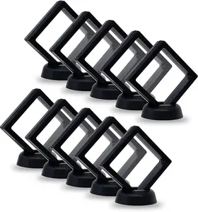 20Pcs Coin Holder Challenge Coin Display Stand, Black 3D Floating Display Case for AA Coin Medallions Jewelry Rock Gem Arrowhead Collecting and Display