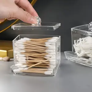 1pc Cotton Swab Holder Dispenser, Bathroom Storage Container, Toothpick Organizer, Multi-Use Personal Care Box, Cleaning Essentials