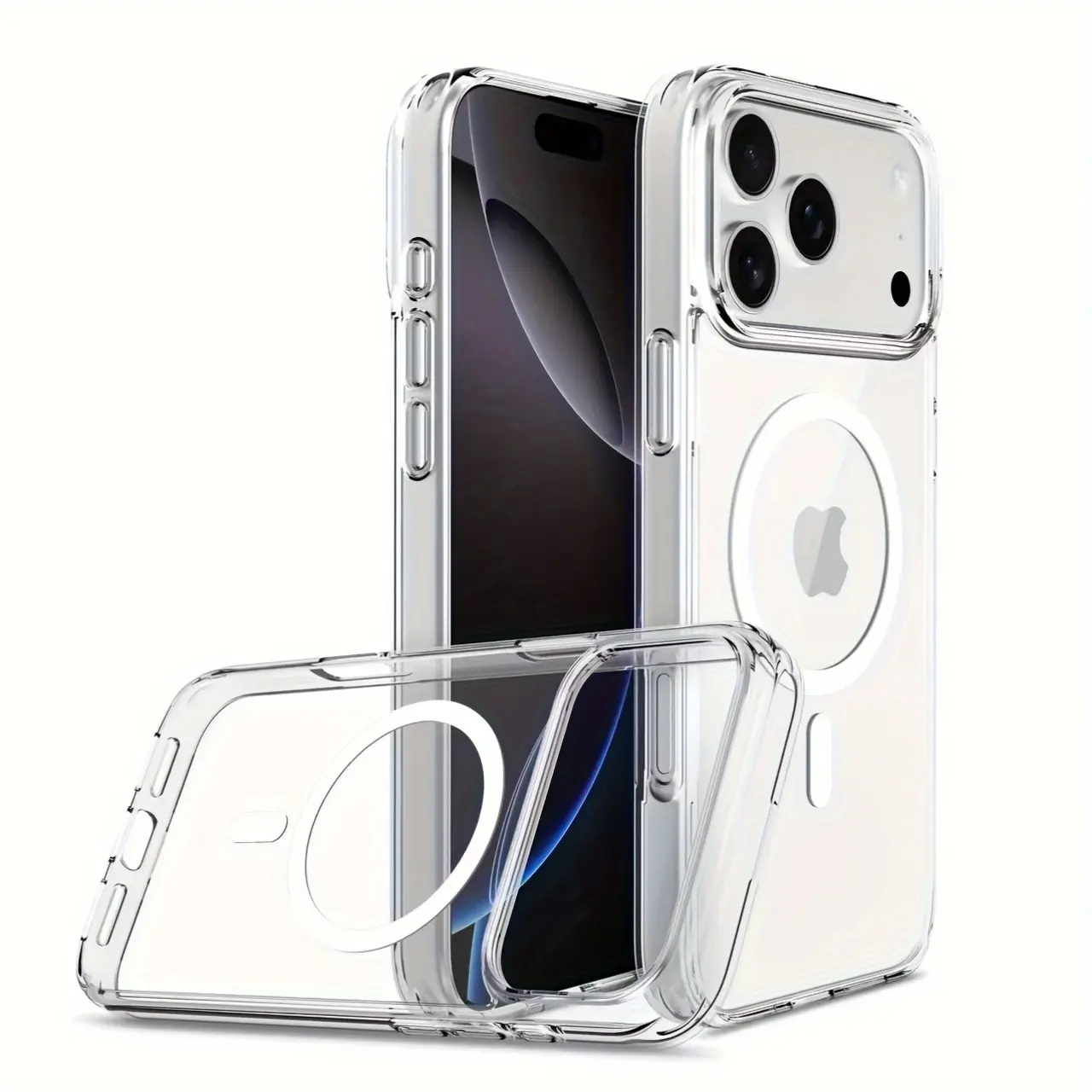 Transparent Magnetic Polycarbonate-TPU Cellphone Case, Wireless Charging Compatible Accessory with Protection for iPhone 17/16/15/14/13/12/11 Pro Max & 7/8 Plus Mini