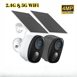 4MP Solar Security Cameras Wireless Outdoor Battery Powered 3K 2.4G & 5G WiFi Cameras for Home Surveillance PIR/AI Motion Detection Waterproof Color Night Vision 2-Way Audio Cloud/SD Storage