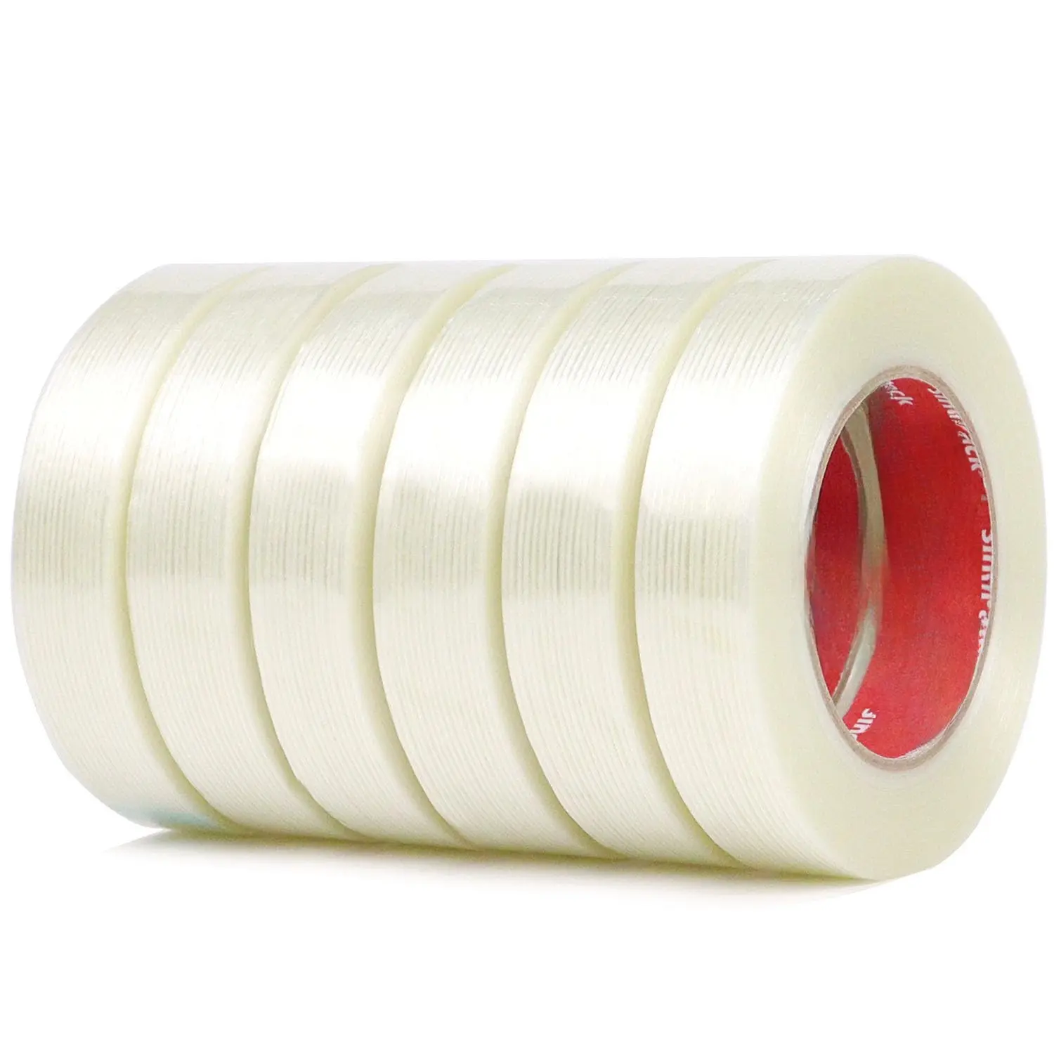 Strapping Tape 6Pack 5.5Mil x 1in x 50yds Strapping Tape 1 inch Heavy Duty  Nylon Tape Fiberglass Packing Reinforced Strapping Tape, Clear