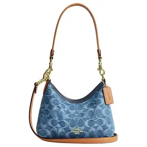 COACH Laurel 19 Small Denim Shoulder Bag with Detachable Strap for Women