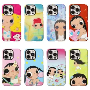 Kawaii Big Eyes Girl Yuy Painting Phone Cases For iPhone 17 16 15 14 13 12 11 Promax Pro Max Plus Air Shockproof Protective Cover Best Gifts of Christmas Halloween Birthday Valentine