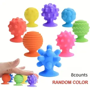 8 Sensory Scratching Toys for Adults, Textured Suction Cups, Multi-Color Mix, Quiet Anxiety Relief, Classroom Rewards & Prizes