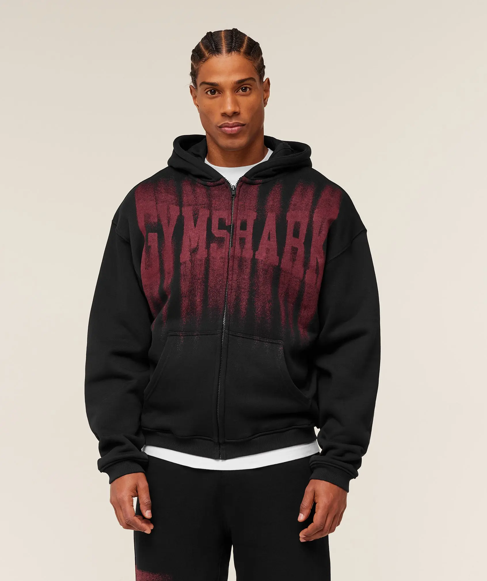Gymshark Crest Oversized Hoodie – Fade Graphic Zip Through Hoodie, Relaxed Fit Training & Everyday Wear