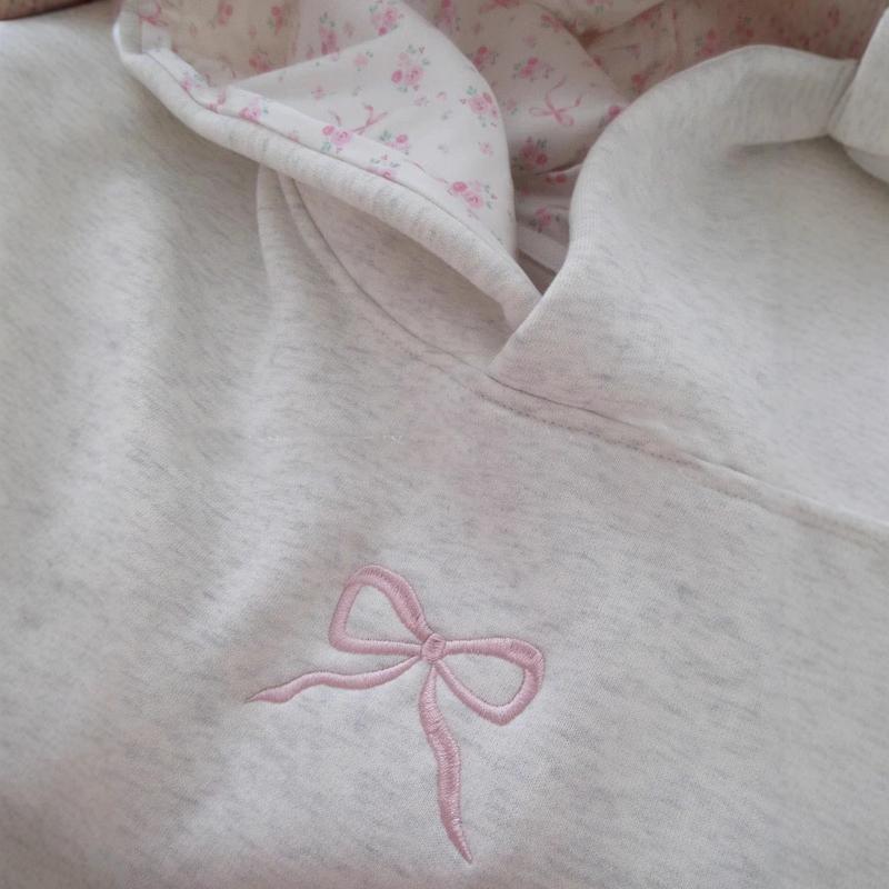 Sweetheart Style Women’s Pink Bow Hoodie Fall-Winter Fashion Reinvented Cozy Cotton, with an Adorable Pink Bow and Graphics, Your Go-To for School, Adding a Touch of Romance to Campus. Sweatshirts Tops Womenswear Casual