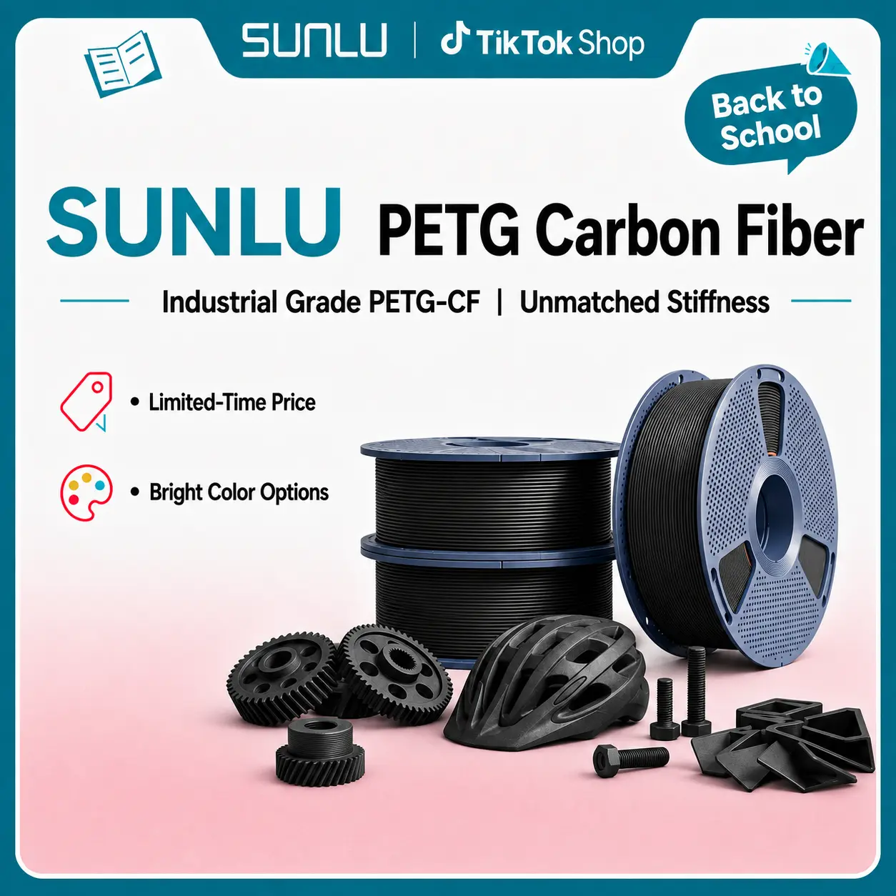 PETG-CF(PETG Carbon Fiber) SUNLU 3D Printer Filament 1KG outdoorfun tiktokshopbacktoschool,back to school,back to school haul