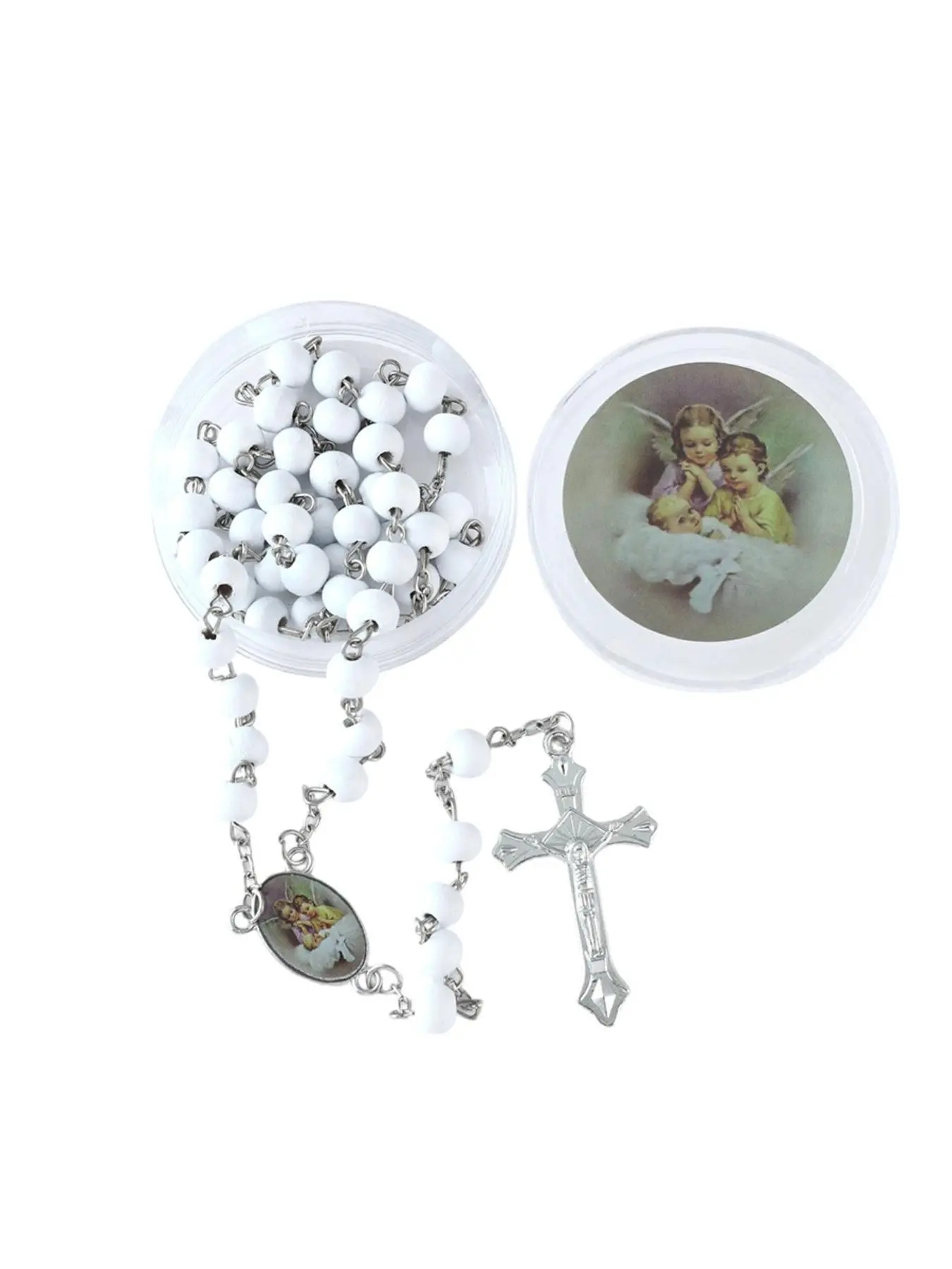 New 6mm Scented Wood Bead Necklace, Bestselling Madonna Cross Handmade Rosary, Unisex Jewelry, Trendy Accessory for Men and Women, Faith Necklace, Cross Necklaces