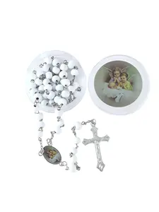 New 6mm Scented Wood Bead Necklace, Bestselling Madonna Cross Handmade Rosary, Unisex Jewelry, Trendy Accessory for Men and Women