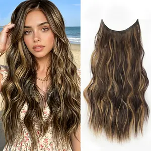 Plodon 16/20/24 Inch Seamless One-Piece Hair Extensions,5-Clip One-Piece Invisible Thread Long Wavy Wigs for Women, Heat Resistant Up to 180°C, The Ultimate Lazy Girl Hair Hack for Instant Baddie Volume, Date Night Glam & Viral TikTok Looks.