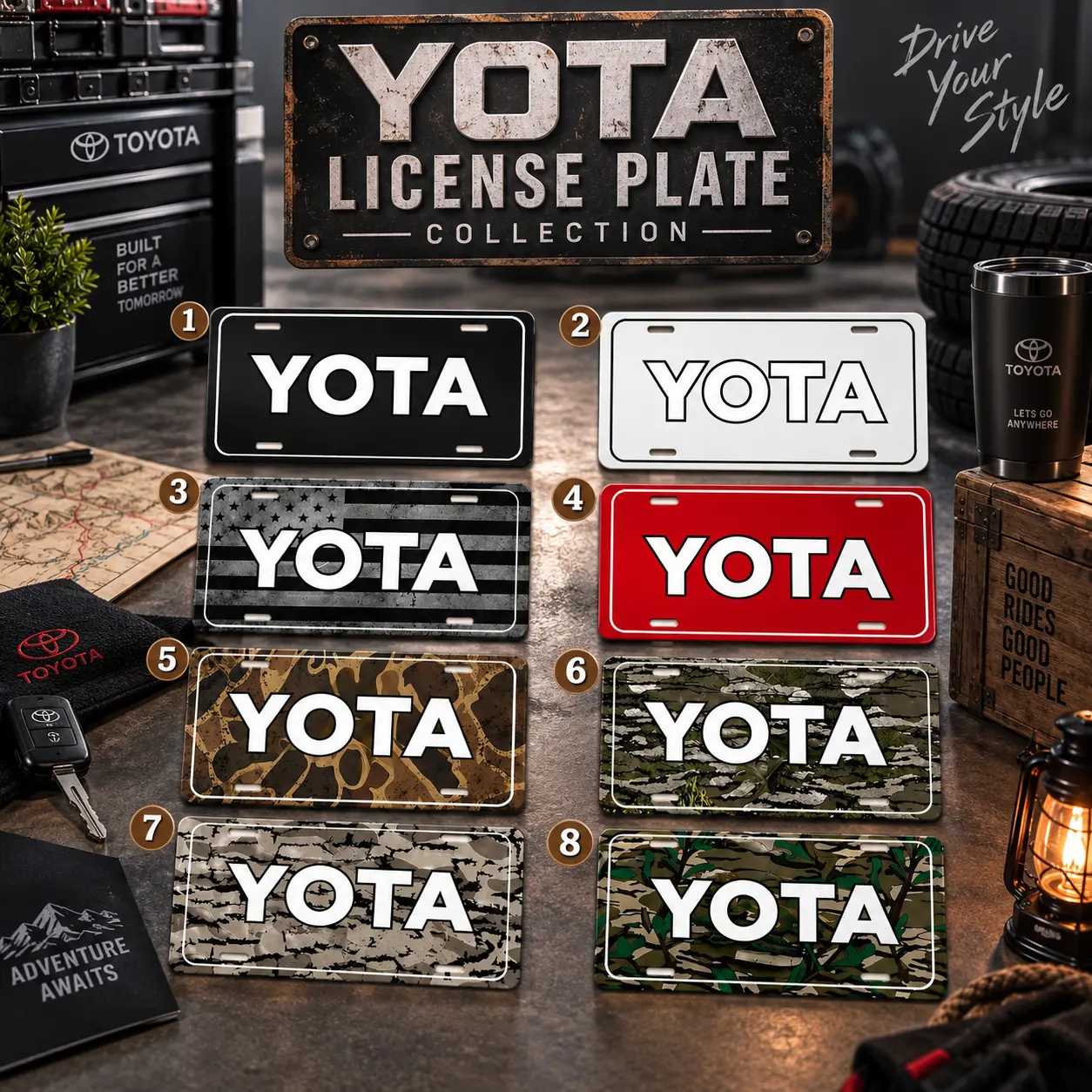 Toyota License Plate, Toyota Truck Car Tag, Off Road Camo Auto Accessory, 4x4 Pickup Truck Front Plate, Gift for Toyota Owners Men Dad Husband Boyfriend Truck Driver, Tacoma Tundra 4Runner Lover Gift, Trending 2026-2027