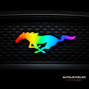 Mustang Pony Multicolor LED Grille Emblem RGBW Flow-Series Bluetooth + Remote Controlled, Plug-and-Play