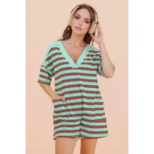 Easy Days Romper Mint/Brown