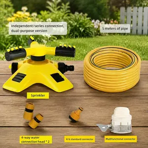 Automatic Rotating Sprinkler, Lawn Watering System, Universal for Villas and Gardens, Connects to Triple Nozzle, Efficient Uniform Irrigation
