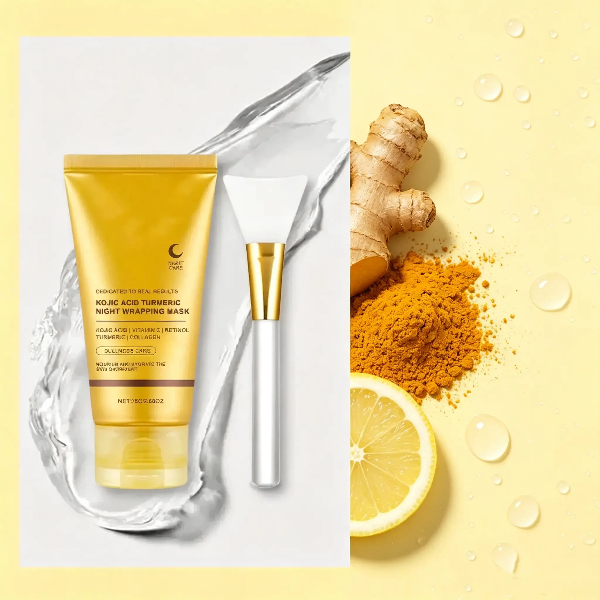 Overnight Moisturizing Mask Kojic Acid Turmeric Collagen Night Wrapping Gel Deep Hydrating Facial Sleeping Mask