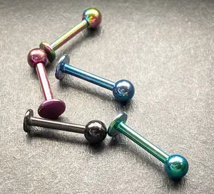 5pc Bulk Pack Externally Threaded Titanium IP Surgical Steel Labrets 14g, 3/8"