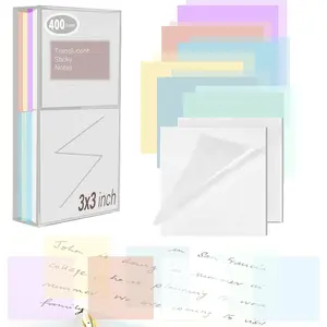 400 Sheets Pastel Transparent Sticky Notes, 3x3 inch See Through Sticky Notes, for Reading Writing Notes Book Markers, Office School Supplies, 50 Sheets/Pad (8 Pads)