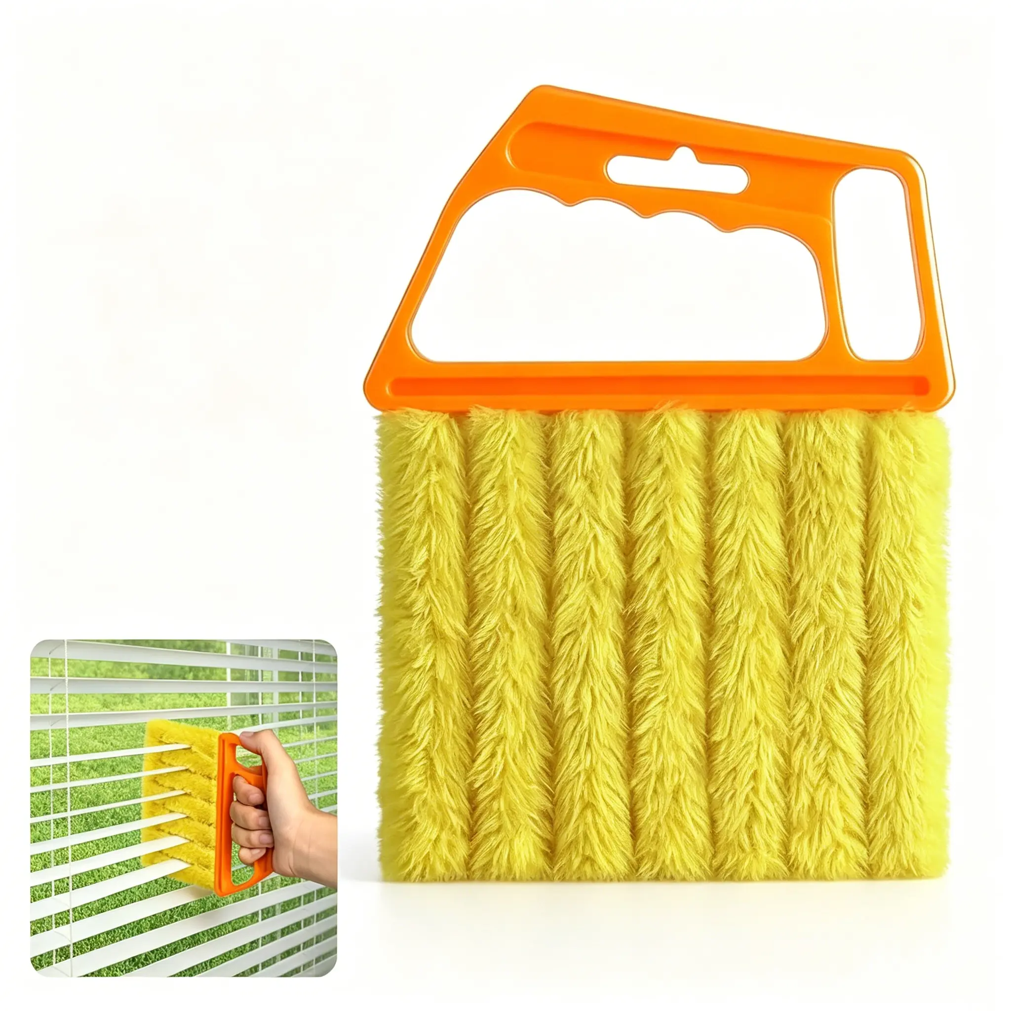 Window Blind Cleaner Duster Tool 1 pcs,2026 New Cleaning Tools,7 Fingers Washable Microfiber Dusters for Cleaning,Crevice Cleaning Brush, Duster for Venetian Blinds & Air Conditioner Vents（Orange）