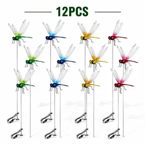 2 Pack Dragonfly Clip,3D Dragonfly Garden Stakes Decor,Fly Deterrent,Dragonfly Humming Bird Stakes,Deer and Horse,Bird and Fly Scare Devices for Indoor Outdoor Garden#Summer Vibes