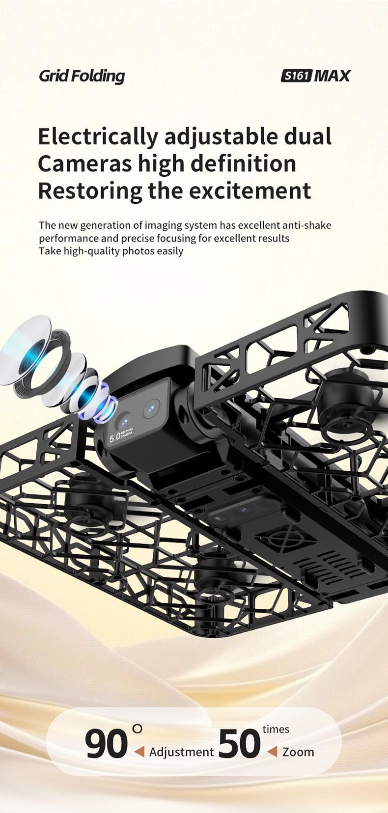 Folding Selfie Drone with HD Camera Gesture Control & Auto Follow Me Quadcopter for Adults Gesture Control, Waypoint Flight, Stunt Mode, 360° Protection, One-Key Operation foldable optical flow positioning obstacle avoidance