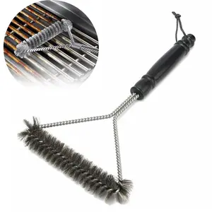 Stainless Steel Bristle BBQ Grill Cleaning Brush - Non-Stick, Durable, Portable Grill Scraper, Essential Barbecue Utensils for Outdoor Cooking