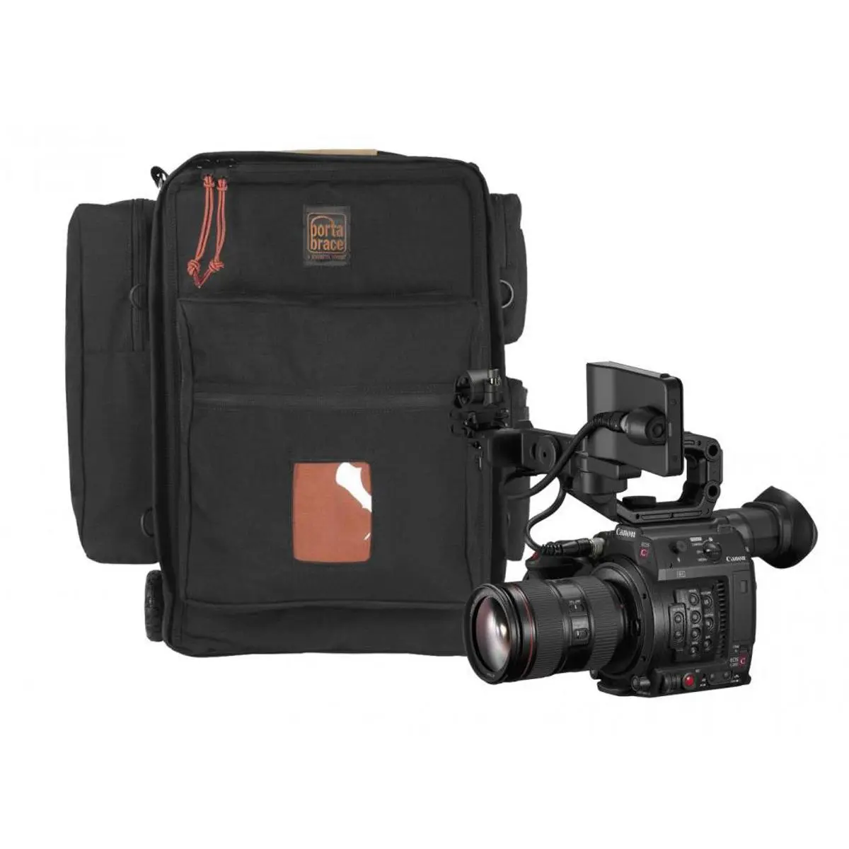 Porta Brace Rigid-Frame Lightweight Video Camera Backpack with Off-Road Wheels, Tripod Compatibility, Plastic-Steel Construction, Equipment Protection for Canon EOS C200 Camera & Accessories