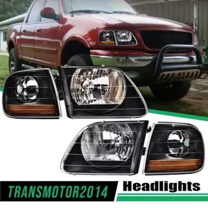 Fit For 97-03 Ford F150/99-02 Expedition Black Headlights+Corner Lights 1Pair