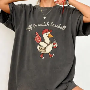 Off to Watch Baseball Goose Shirt, Funny Silly Goose Tee, Baseball Mom Game Day T-Shirt, Retro Baseball Mama Gift