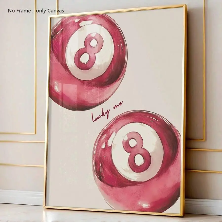 Number 8 Pool Ball Pattern Unframed Painting, Canvas Wall Art, Art Illustrations, Artistic Wall Decor for Home Living Room Bedroom, Home Decor, Ornaments