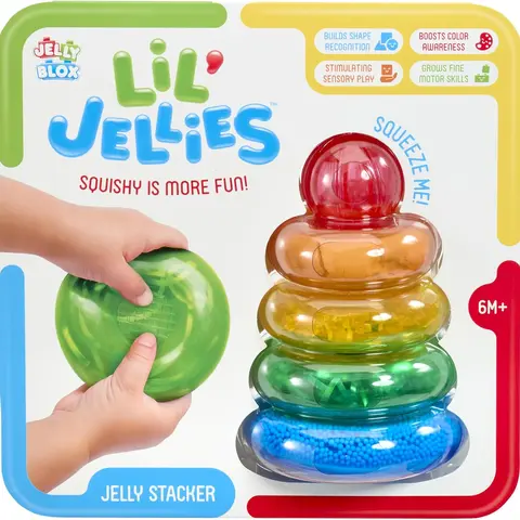 Lil' Jellies Jelly Stacker Toy | Squeeze, Squish, Stack Soft Rings | Sensory Play Toy Ages 6+ Months | from The Creators of Jelly Blox
