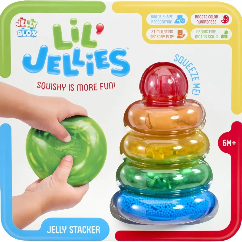 Lil' Jellies Jelly Stacker Toy | Squeeze, Squish, Stack Soft Rings | Sensory Play Toy Ages 6+ Months | from The Creators of Jelly Blox