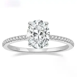 #43 (Oval 3CT）925 Sterling Silver Synthetic Moissanite Ring