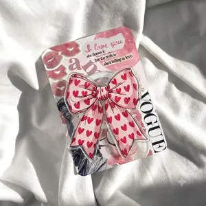 Cute Red Heart Pattern Bow Phone Holder Pink Coquette Aesthetic Phone Grip Acrylic Griptok Trendy Bowknot Cell Phone Stand Romantic Gift for Her