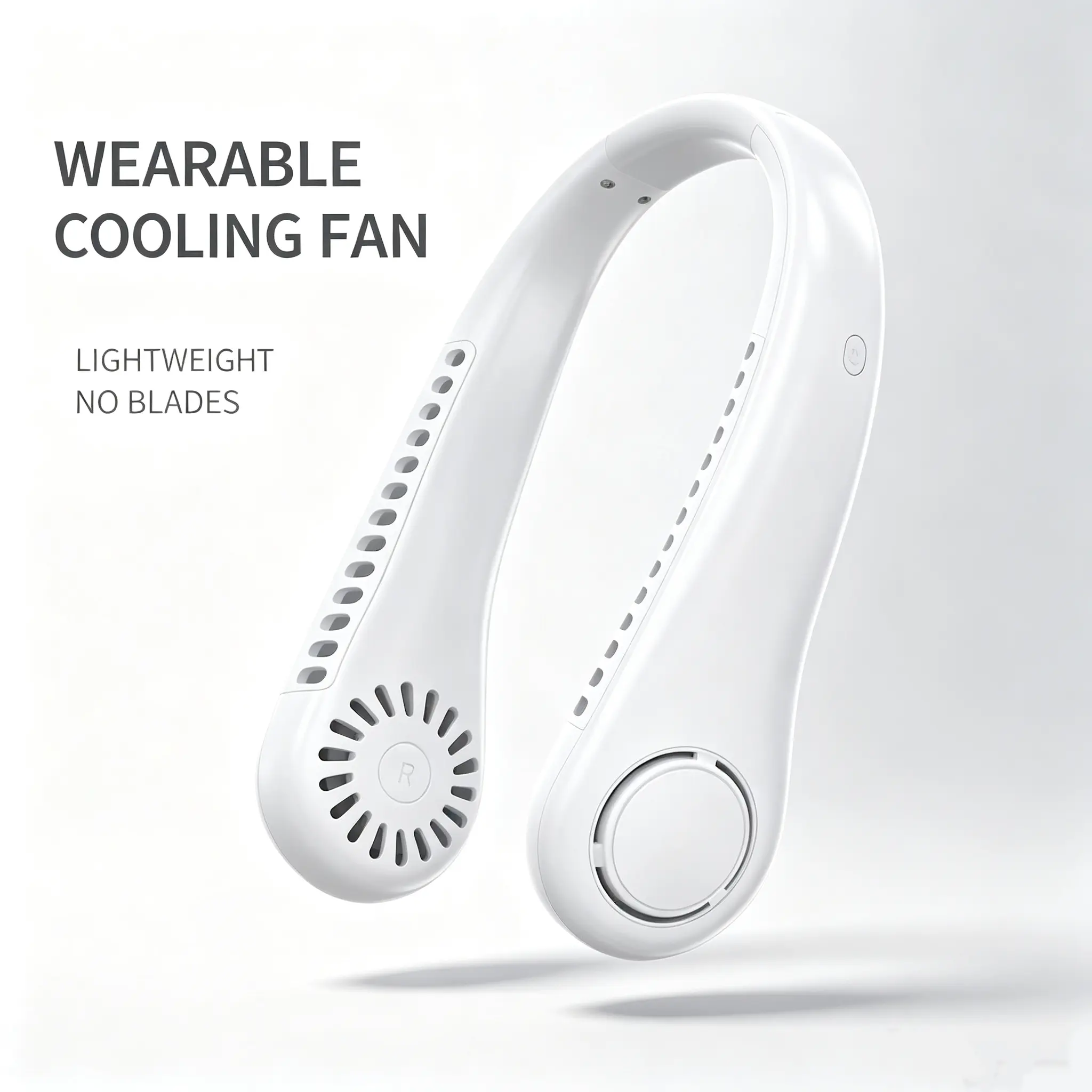 Bladeless Neck Fan - Portable Rechargeable Compact Hands-Free 3-Speed USB-Operated Wearable Headphone-Design Household Fan for Adults, Outdoor Gift (White), Portable Fans
