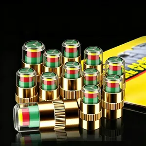 12PCS Gold Tire Pressure Monitor Valve Stem Caps 2.4Bar 36PSI Sensor for Cars Motorcycles & Bicycles 3 Color Alert