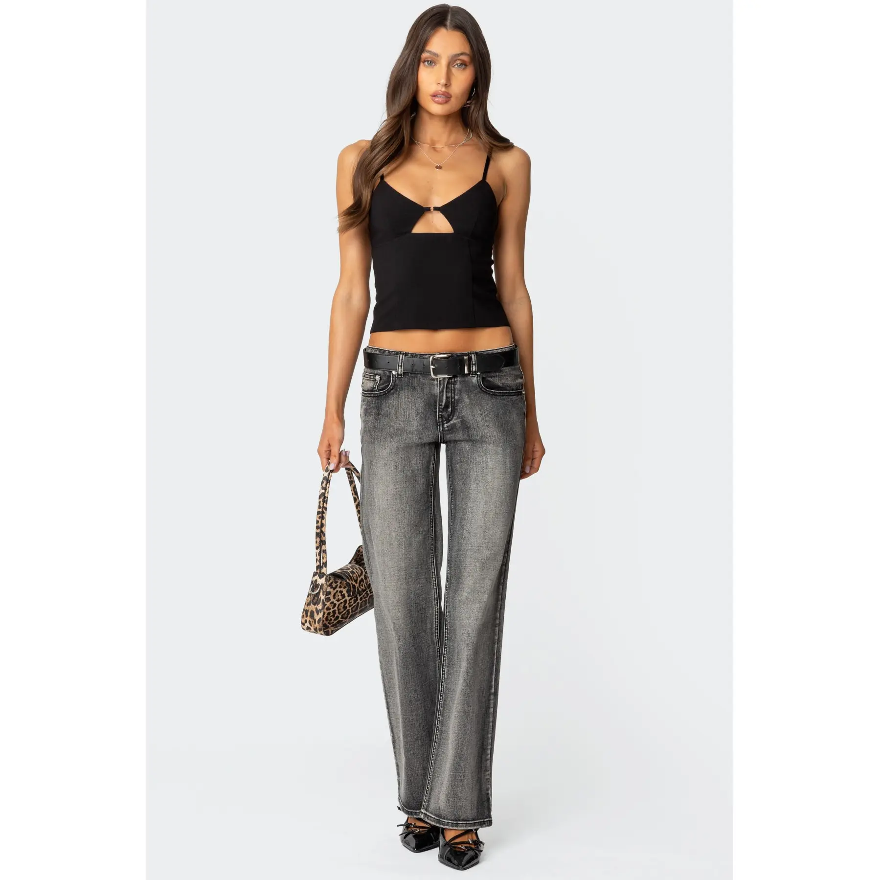 Boot Cut Washed Low Rise Jeans