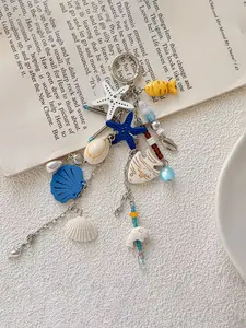 Sea Star Ocean Wind Multi Pendant Keychain For Bags, Bag Charms - Sea Star Shell Fish Shaped Bead Combination With Versatile, Practical, Vacation Wind Bag Hanging Ocean Series Hanging Accessories Bag Pendant