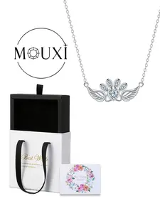 Women's Angel Wing Pendant Necklace, Elegant Copper Chain Jewelry Gift Box Included, Perfect for Birthdays & Anniversaries