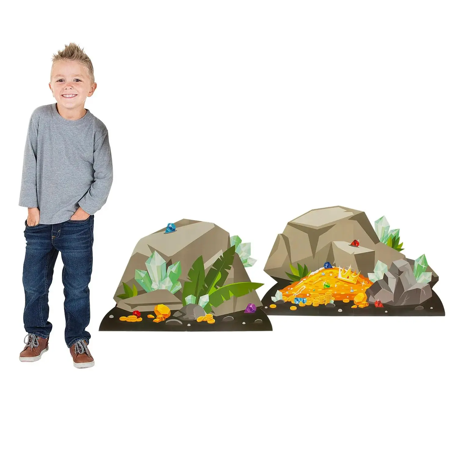 Treasure Hunt Jewel Cardboard Cutout Stand-Ups, 30.5"-35" Height, Cutout Design Party Decor for Room Decor