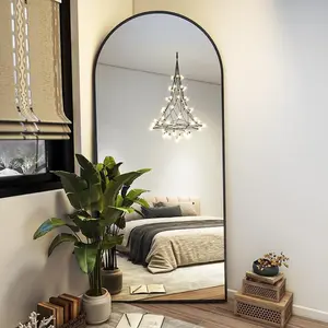 【Deal】71"x26" Full Length Mirror - Floor Standing, Wall Mount or Leaning Full Body Mirror with Arch Design, Durable Frameless Hanging Mirror for Bedroom, Hallway & Entryway gold/black