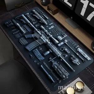 Single-pack XXL gaming mouse pad, M416 rifle parts-themed mouse pad, 3mm thick rubber non-slip washable mouse pad, computer and office decor accessory, the perfect gift for gamers, ideal for use with laptops, study desks, and office desks