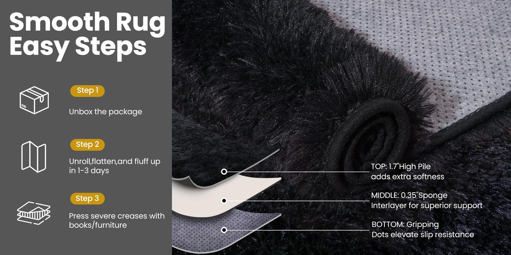 REZUTAN Super Soft Plush Shaggy Area Rug for Living Room Bedroom Nursery Kitchen and Bathroom Cozy Carpet with Free 4 Anti-Slip Stickers Back to School