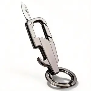 Multifunctional EDC Keychain Tool – Tactical Carabiner with Folding Knife and Bottle Opener, Compact Survival Gear for Camping, Men's Outdoor Accessories & Keychain Gift
