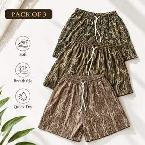 Men's Hunting Camo Shorts, 5" Inseam, Quick Dry, Soft & Js Breathable Men's Shorts - 1 Pack or 3 Pack Basic