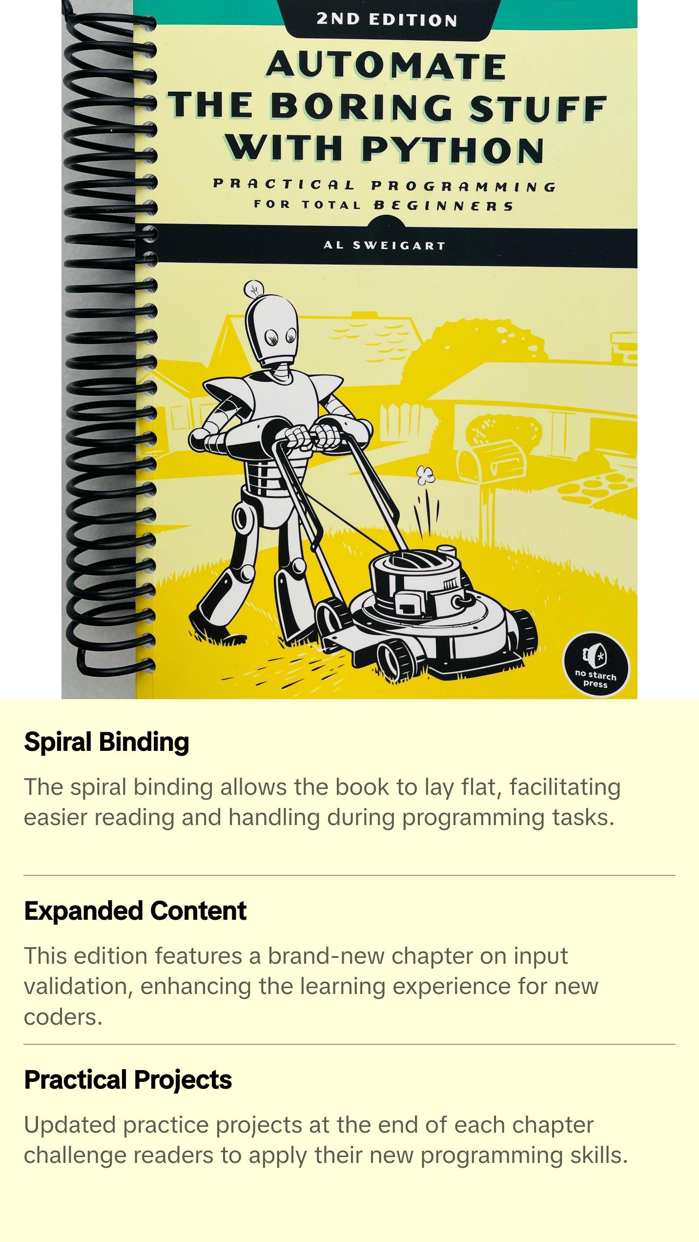 Automate the Boring Stuff with Python, 2nd Edition: Practical Programming for Total Beginners (Spiral Bound)
